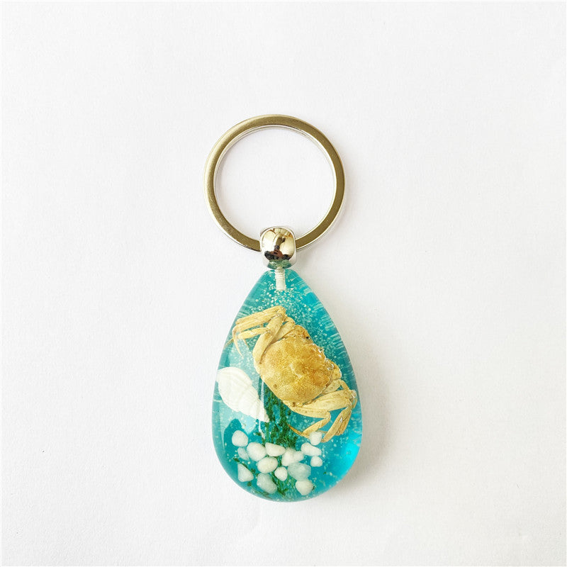 Wholesale 12pcs Simulated Luminous Bottom Amber Insect Crab Ocean Keychain